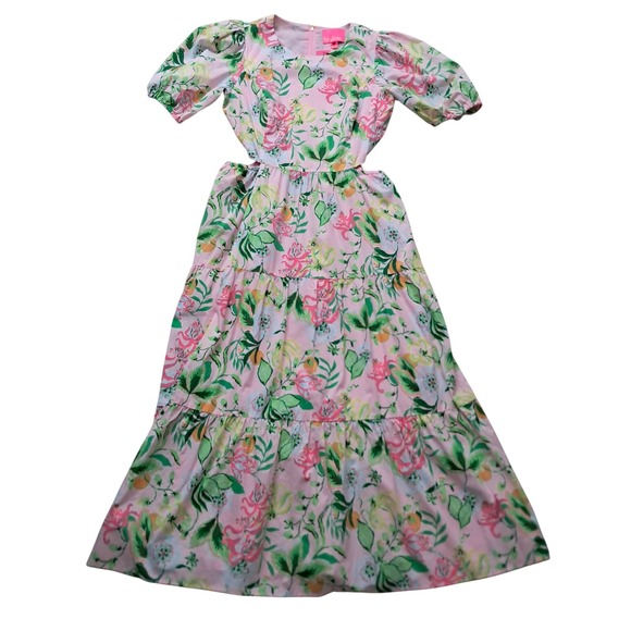 NWT Lilly Pulitzer Lyssa Cotton Midi Dress Womens 12 Pink Cut Out Tiered Pockets - Picture 10 of 16